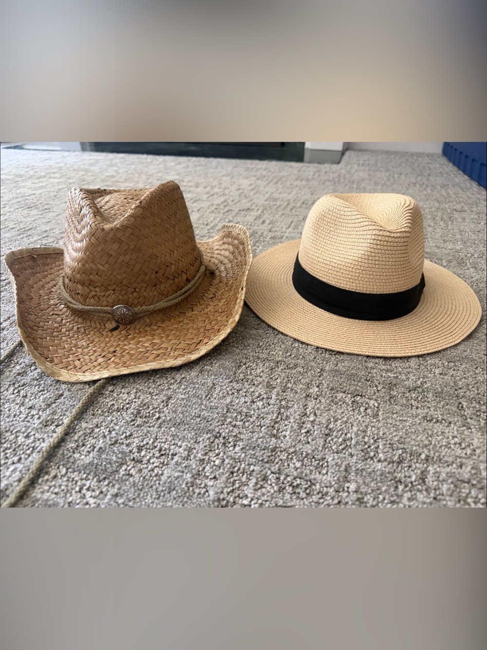 Straw Cowboy Hat & Wide-Brim Sun Hat - Natural Straw with Black Band